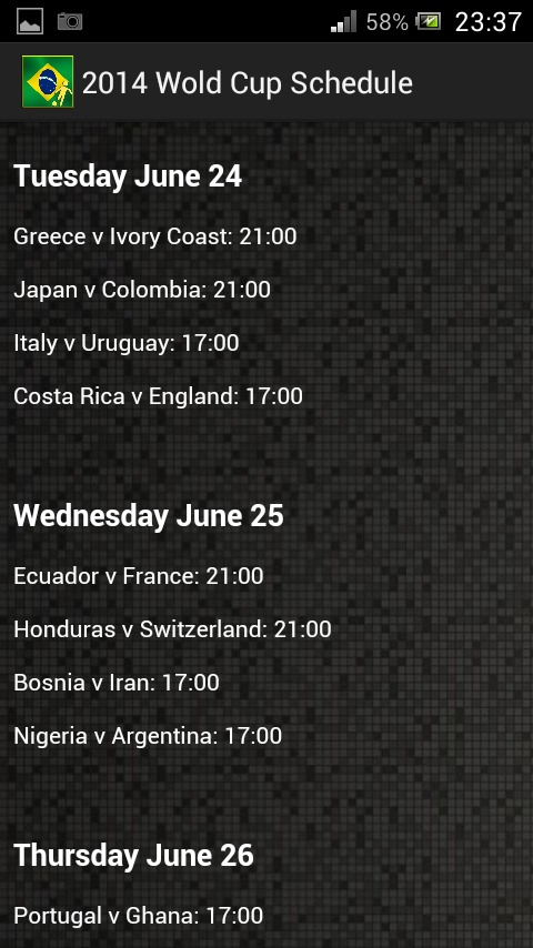 2014 World Cup Schedule FULL截图3