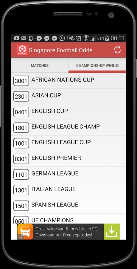 Singapore Football Odds截图2