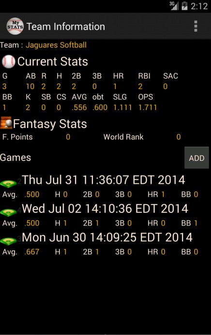 My Softball & Baseball Stats截图2