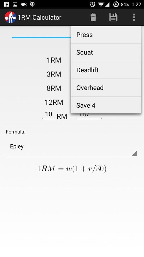 1RM Calculator截图2