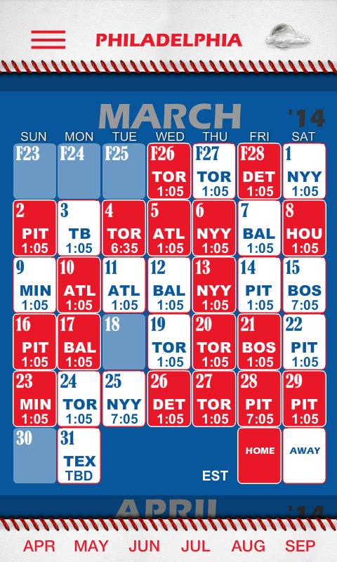 Baseball Pocket Sked- Phillies截图1