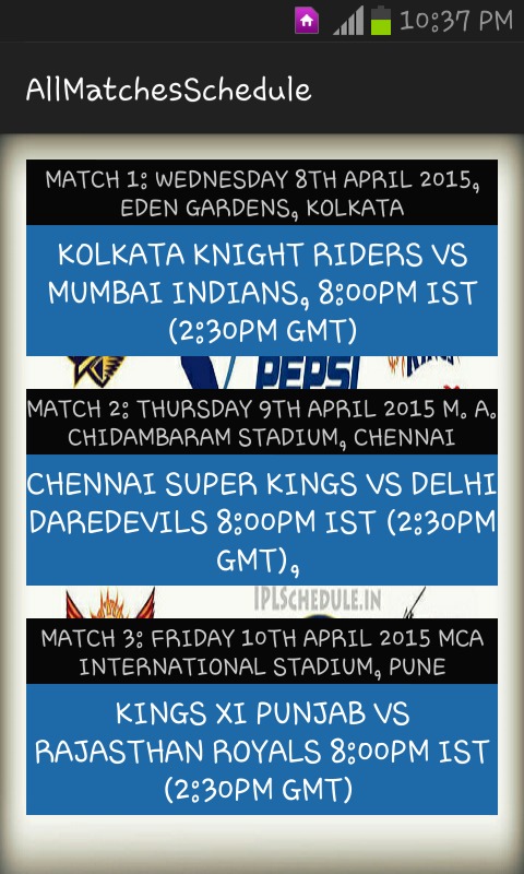 IPL Full Schedule 2015截图2