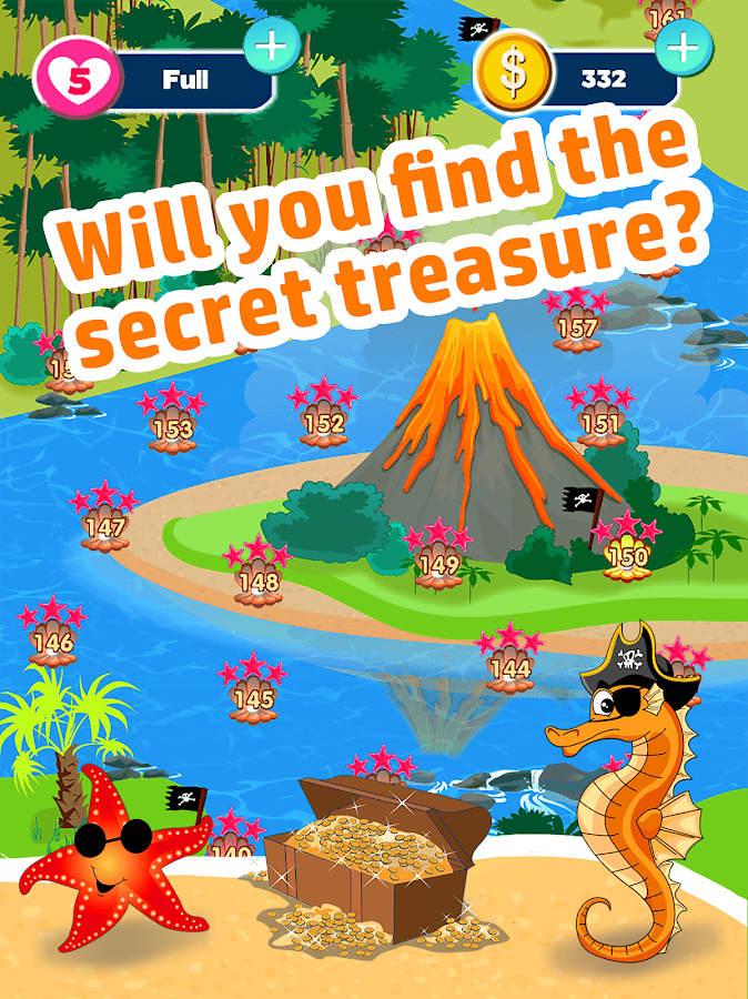 Pirate Seahorse match 3 - find the treasure截图3