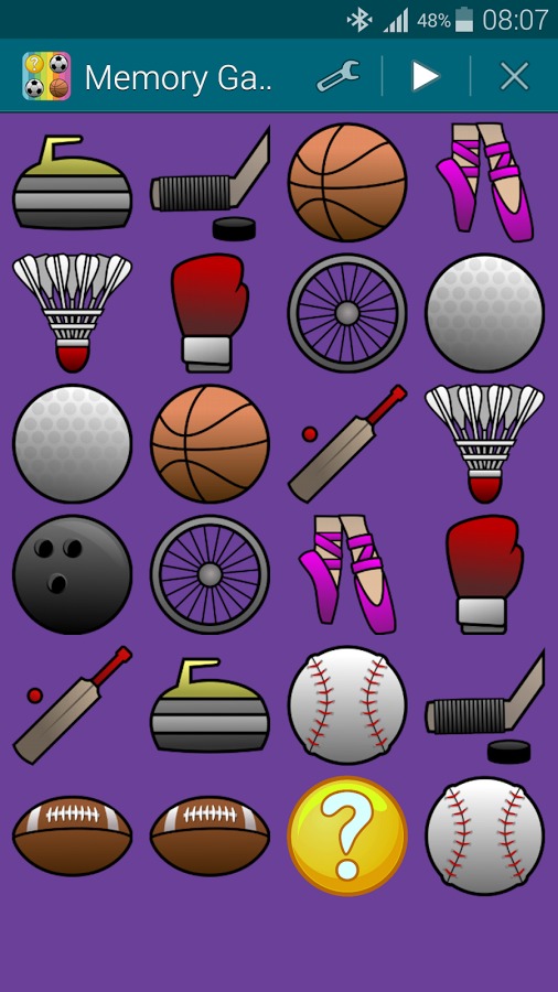 Sports 1, Memory Game (Pairs)截图3