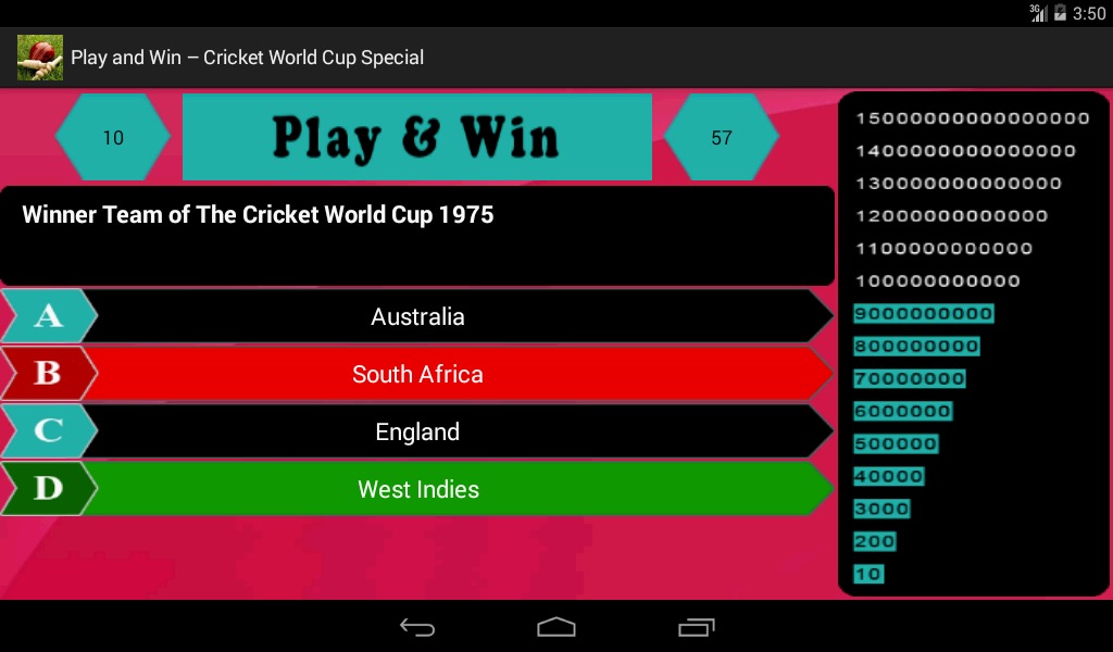 Cricket World Cup : Play & Win截图5