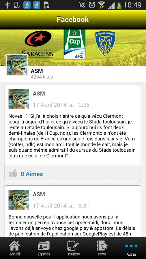 ASM Clermont actus截图5