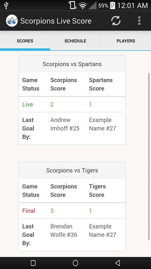 Scorpions Lacrosse Scores截图1