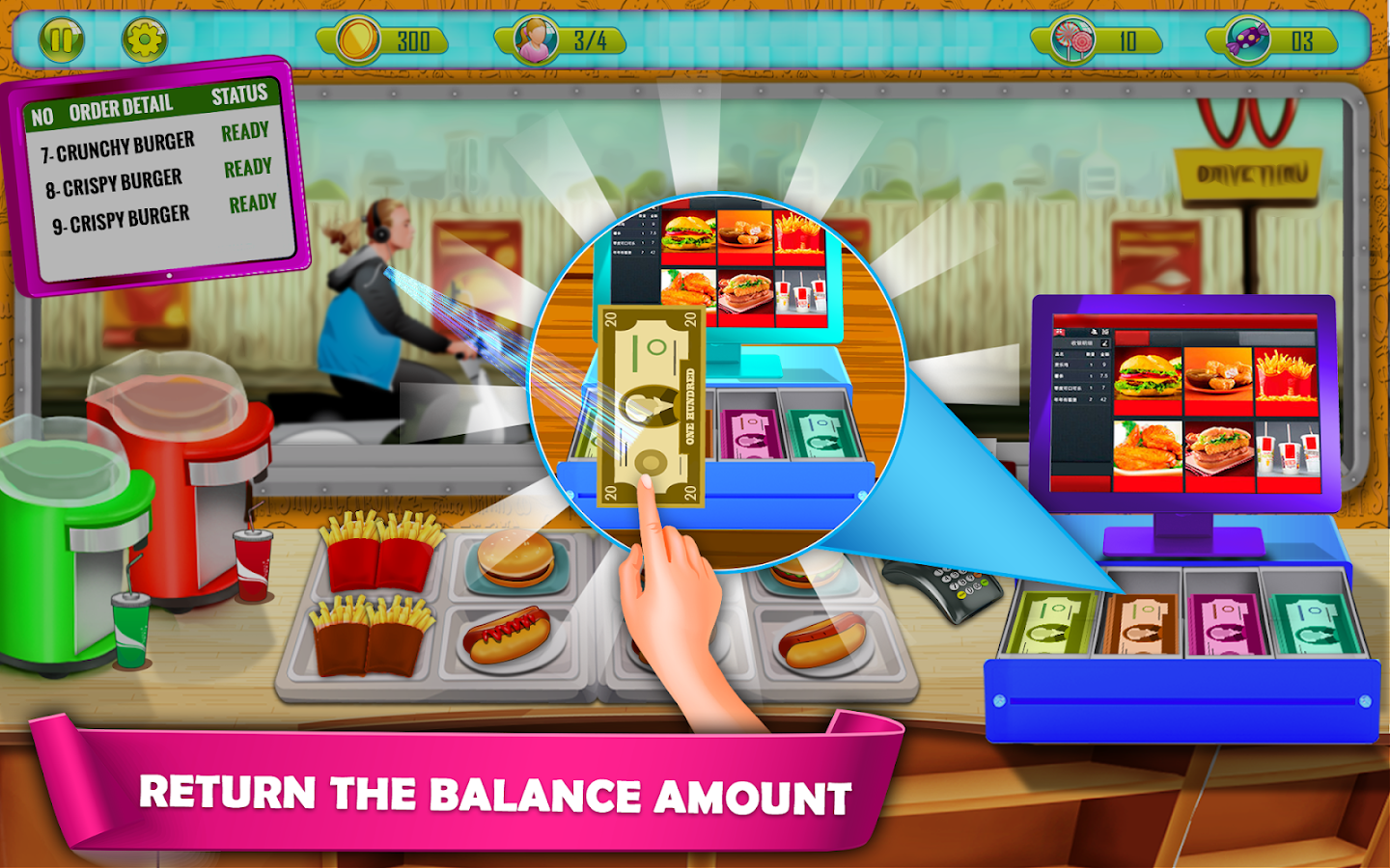 Fast Food Drive Thru Cash Register Game截图5