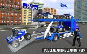 US Police Quad Bike ATV Robot Car Transporter Game截图5