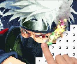 Sharingan Color by Number: Sasuke Uchiha Pixel Art截图1