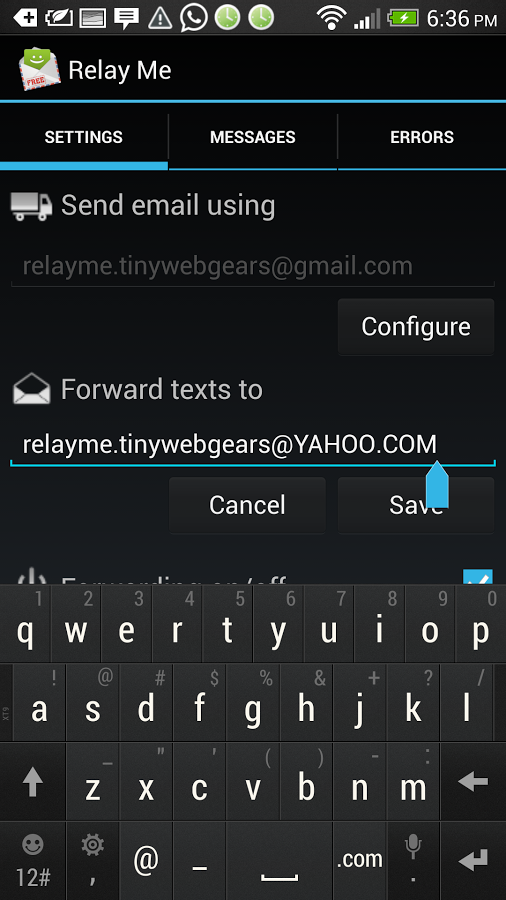 Relay Me, Forward SMS To Email截图2