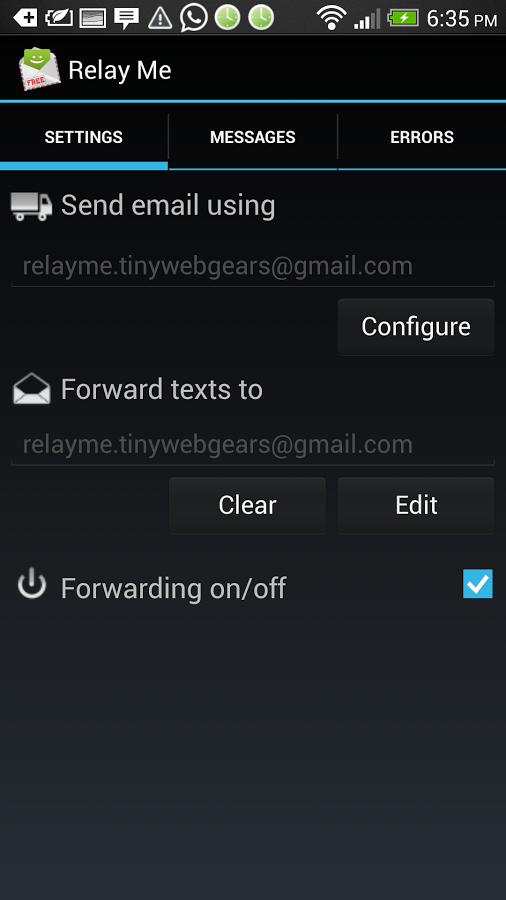 Relay Me, Forward SMS To Email截图1