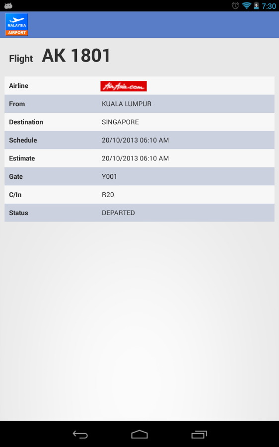 Malaysia Flight Info截图6