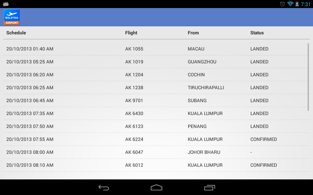 Malaysia Flight Info截图2