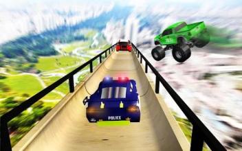 US Police McQueen Car Vertical Mega Ramp Stunts截图5