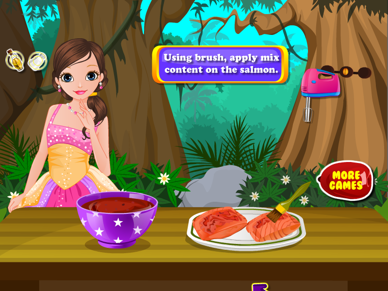 烹饪鲑鱼的女孩游戏截图4