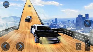 US Police Flying Car Mega Ramp Stunt Racing Games截图4