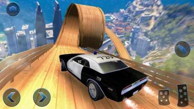 US Police Flying Car Mega Ramp Stunt Racing Games截图2