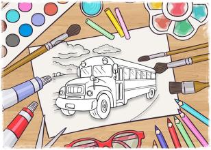 Bus Coloring Page截图2