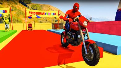 SuperHero Stunt Rider Kids Games :Tricky Bike Race截图1