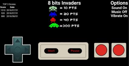 Invaders 8 bits Retro Game截图2