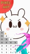 Emo Rabbit Pixel Art - Number Coloring Books截图2