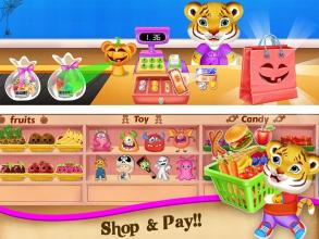 Baby Tiger Halloween Shopping - Supermarket Game截图1