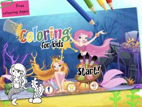 Mermaid coloring pages截图5