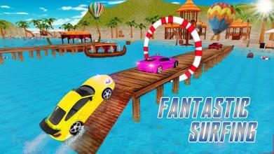 Water surfer car stunt: car floating beach Drive截图3