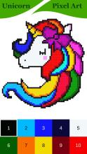 Color by Number Unicorn games  Pixel art Kawaii截图5