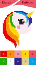 Color by Number Unicorn games  Pixel art Kawaii截图3