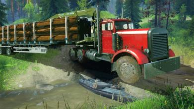 Semi-Trailer Truck Logging Cargo : Uphill Driver截图2