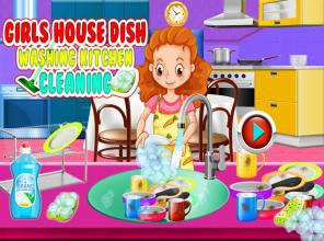 Girls House Dish Washing Kitchen Cleaning Game截图2