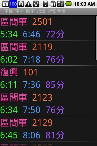 台湾高铁时刻表截图1