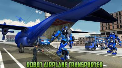 US Police Robot Car Transporter Police Plane Game截图4