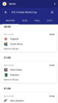 Cricket World Cup 2019 Live Matches, Stats, Score截图