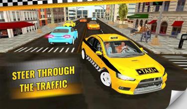 City Taxi Driver Yellow Cab Crazy Car Driving截图1