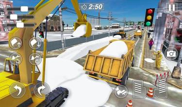 Snow Excavator Gigantic Crane 3D Snow Plow Game截图1