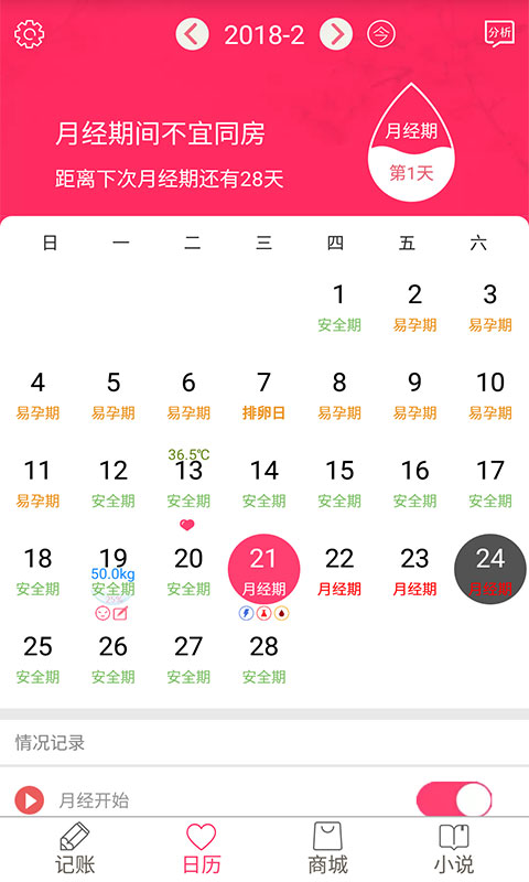 排卵期安全期日歷截圖預覽