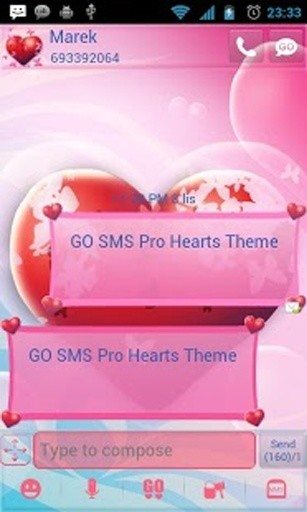 GO SMS Pro Hearts Theme截图2