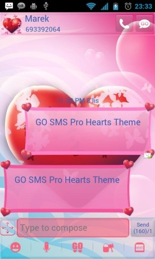 GO SMS Pro Hearts Theme截图5