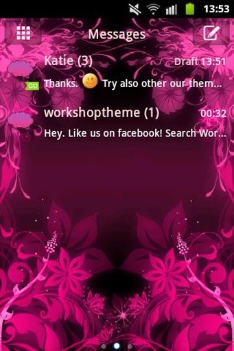 GO SMS Theme Pink Flower截图1