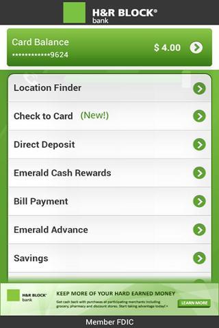 Emerald Card - H&amp;R Block截图2