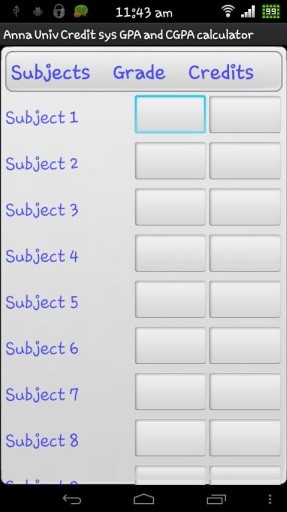 AnnaUniv GPA &amp; CGPA Calculator截图2