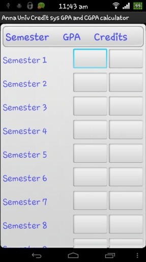 AnnaUniv GPA &amp; CGPA Calculator截图1
