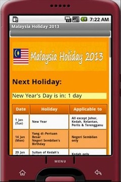 Malaysia Public Holiday 2013截图