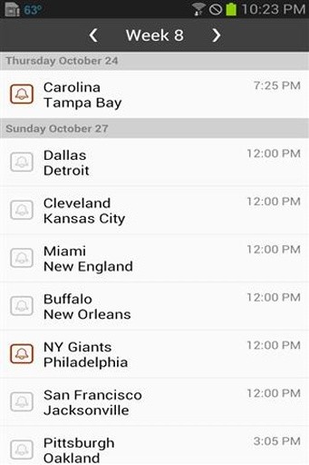 NFL橄榄球日程表截图1