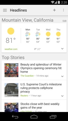 谷歌新闻和天气截图2