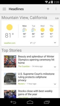 谷歌新闻和天气截图
