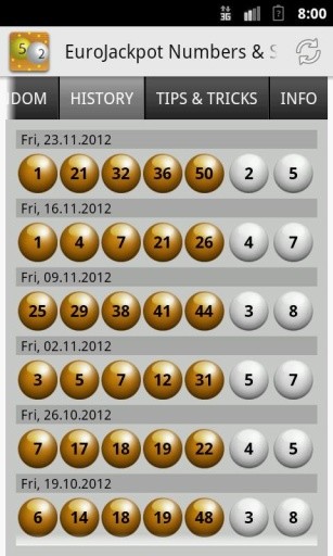 EuroJackpot Nos. &amp; Statistics截图1